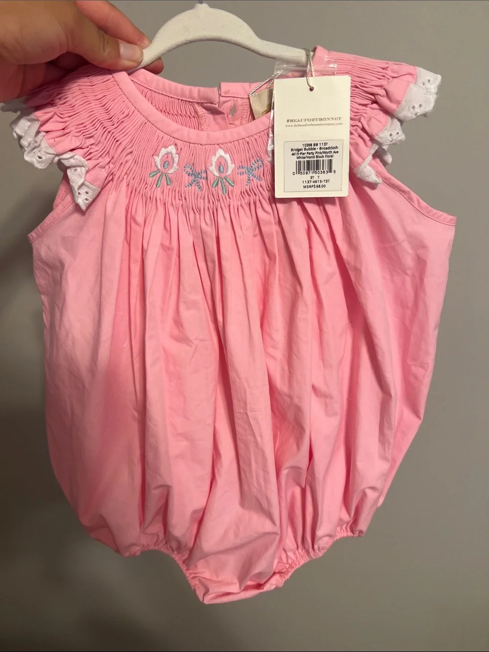 TBBC Smocked Pink Bridget Bubble NWT 3T